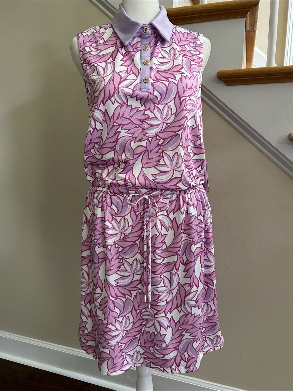 Stella Parker Sport Sleeveless Lilac/Pink Floral Polo Dress. NWT. Size M